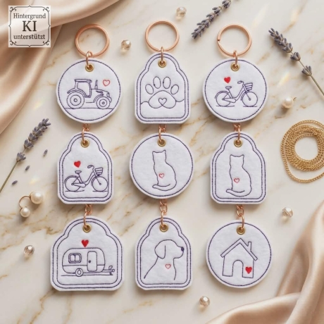 0062 Stickdateien ITH Schlüsselanhänger – 29 Motiv – 108 Dateien
