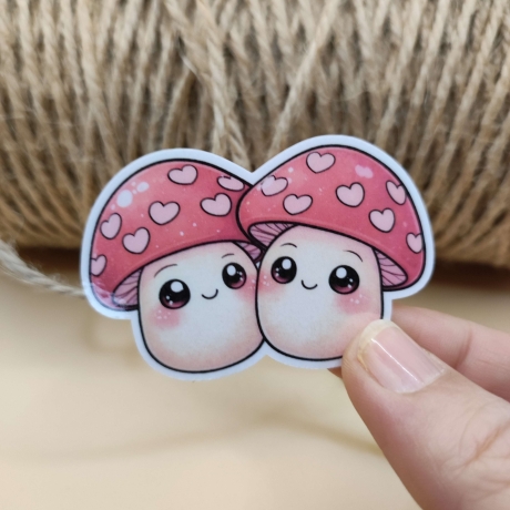 Kawaii Sticker – Valentinstag Pilz-Paar
