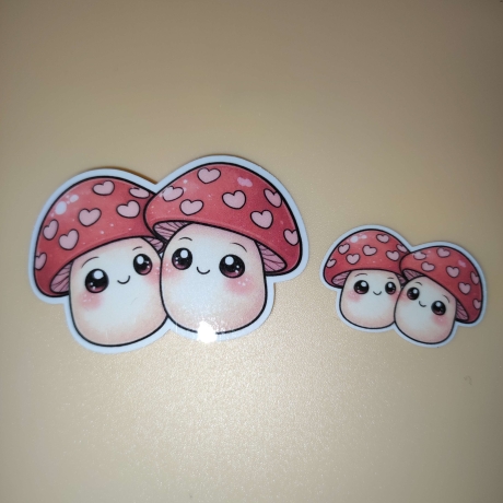 Kawaii Sticker – Valentinstag Pilz-Paar