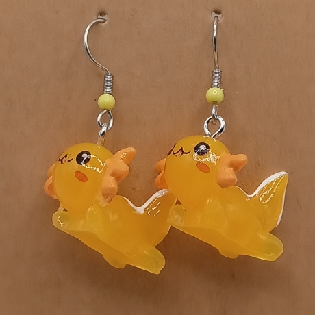 süße Axolotl gelb orange Ohrhänger Ohrringe Modeschmuck