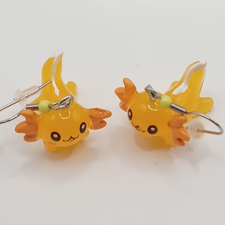 süße Axolotl gelb orange Ohrhänger Ohrringe Modeschmuck