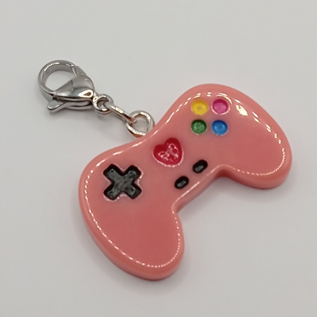 Controller Charm Clip Anhänger Bettelarmband Gamer rot rosa