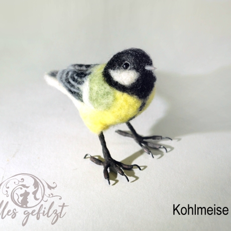 Kohlmeise, gefilzt