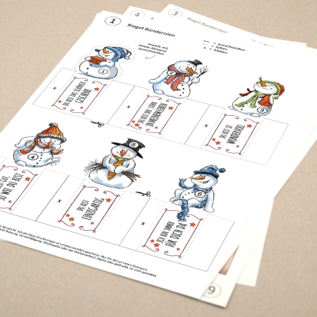 Jogurette Adventskalender Schneemann, Bastelbögen zum Ausdrucken