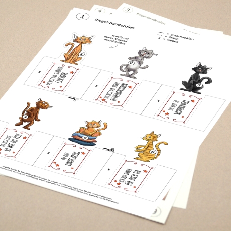 Jogurette Adventskalender Katzen, Bastelbögen zum Ausdrucken