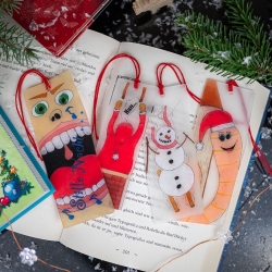 Weihnachtliche Lesezeichen-Vorlagen: 4 Motive für Schrumpffolie