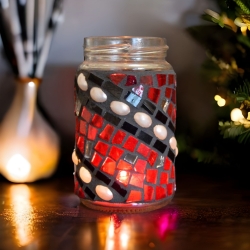 Mosaik Windlicht roter Perlentraum Campingwindlicht 11 cm hoch