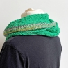 Grünes Dreiecktuch in flachen Rippen handgestrickt ca 45 x 170 cm