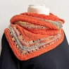 Dreiecktuch Orange in Lochmuster handgestrickt ca 45 x 200 cm