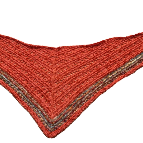Dreiecktuch Orange in Lochmuster handgestrickt ca 45 x 200 cm