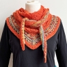 Dreiecktuch Orange in Lochmuster handgestrickt ca 45 x 200 cm