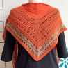 Dreiecktuch Orange in Lochmuster handgestrickt ca 45 x 200 cm