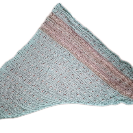 Dreiecktuch Mintgrün in Lochmuster handgestrickt ca 80 x 200 cm
