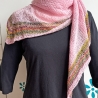 Rosa Dreiecktuch in flachen Rippen handgestrickt ca 80 x 200 cm