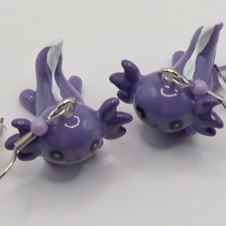 süße Axolotl lila Ohrhänger Ohrringe Modeschmuck