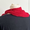 Minituch Kirschrot gestrickt mit Schurwolle (Merino) ca 22x100 cm