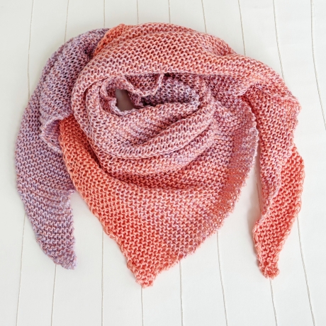 Kleines Stricktuch Flieder Apricot handgestrickt ca 40 x 115 cm