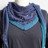 Dreiecktuch Nachtblau mit Seide handgestrickt ca 35 x 180 cm