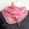 Dreieckstuch Flamingo Rosa mit Seide handgestrickt ca 35 x 170 cm