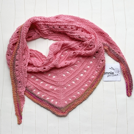 Dreieckstuch Flamingo Rosa mit Seide handgestrickt ca 35 x 170 cm