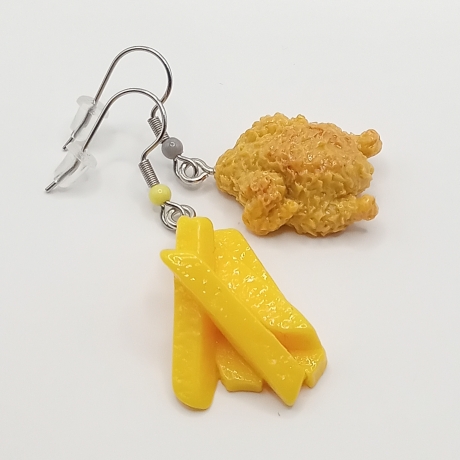 Brathähnchen + Pommes Fast Food Ohrhänger Ohrringe Modeschmuck