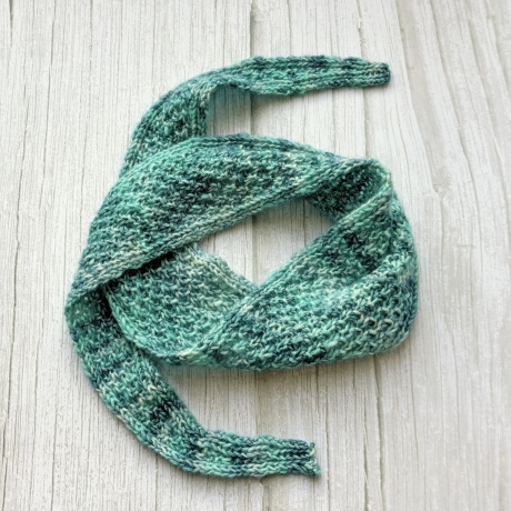 Handgestrickter Knotenschal Petrol Noppenmuster ca 11 x 100 cm