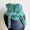 Handgestrickter Knotenschal Petrol Strukturmuster ca 11 x 105 cm