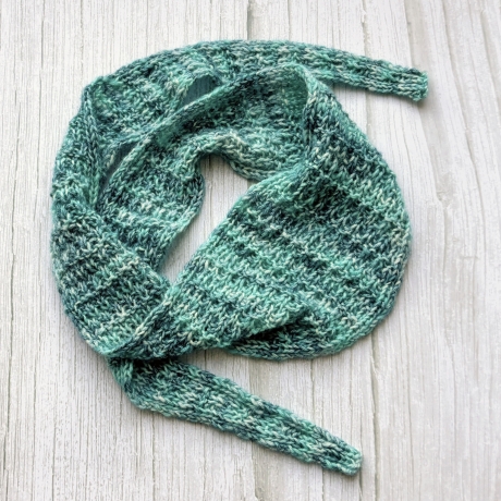 Handgestrickter Knotenschal Petrol Strukturmuster ca 11 x 105 cm