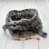 Handgestrickter Knotenschal Grau Strukturmuster ca 12 x 100 cm