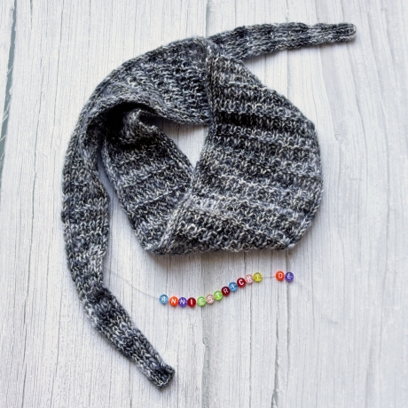 Handgestrickter Knotenschal Grau Strukturmuster ca 12 x 100 cm