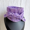 Handgestrickter Knotenschal Lila in Strukturmuster ca 11 x 100 cm