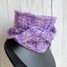 Handgestrickter Knotenschal Lila in Strukturmuster ca 11 x 100 cm