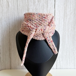 Mini Tuch Rosa gesprenkelt in Noppen gestrickt ca 11 x 110 cm