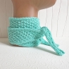 Mini Tuch Mint Knotenschal in Noppen gestrickt ca 12 x 105 cm