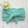 Mini Tuch Mint Knotenschal in Noppen gestrickt ca 12 x 105 cm