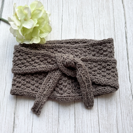 Knotenschal Taupe Minituch in Noppen gestrickt ca 12 x 105 cm