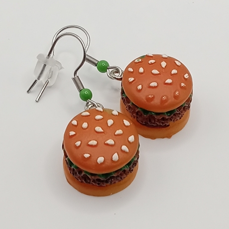 lustige Burger Hamburger Fast Food Ohrhänger Ohrringe Modeschmuck