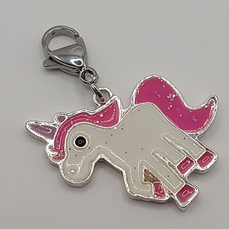 Einhorn pink Glitzer Clip Anhänger Bettelarmband Kinder