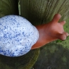 Keramik - Schnecke - weiß-blau