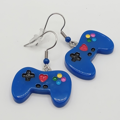 Controller blau Gamer Zocker Ohrhänger Ohrringe Modeschmuck