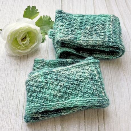 Handgestrickter Knotenschal Petrol Strukturmuster ca 11 x 105 cm