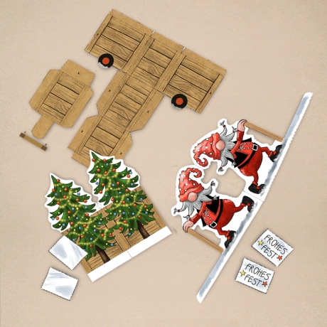 Mini-Geschenkbox Wichtel 3, Bastelbogen zum Ausdrucken