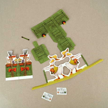 Mini-Geschenkbox Gans, Bastelbogen zum Ausdrucken