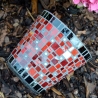 Mosaik Windlicht Spiegelpunkt rot schwarz 16 cm Übertopf Utensilo