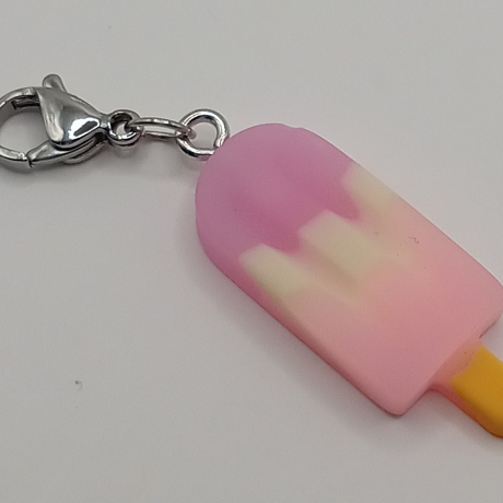 Eis am Stiel lila weiß rosa Clip Anhänger Bettelarmband Kinder