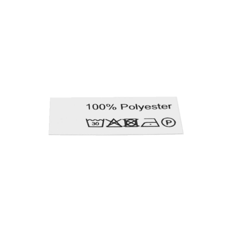 50 Textiletiketten mit Pflegehinweisen 20x45 mm, 100% Polyester