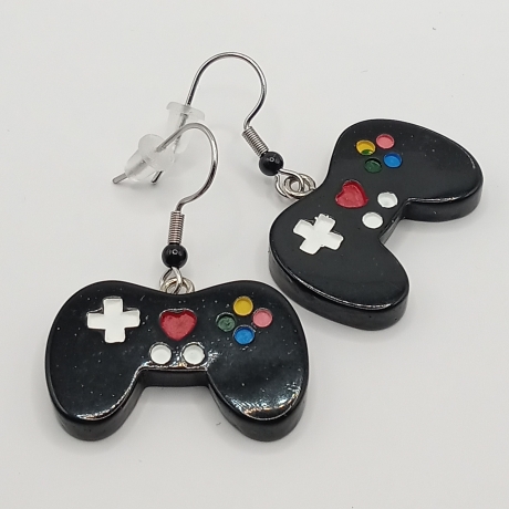 Controller schwarz Gamer Zocker Ohrhänger Ohrringe Modeschmuck