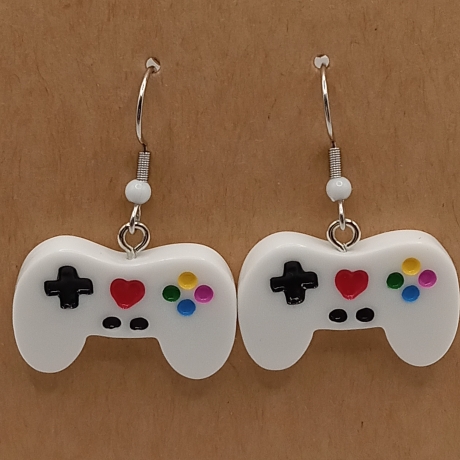 Controller weiß Gamer Zocker Ohrhänger Ohrringe Modeschmuck