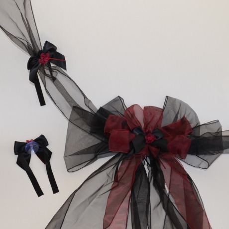  Autoschmuck Hochzeit, Gothic, Mittelalter, Dekoschleife 3-teilig