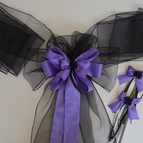  Autoschmuck Hochzeit, Gothic, Mittelalter, Dekoschleife 3-teilig